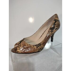 Guess by Marciano brown faux snake skin open toe stiletto heels woman 9.5